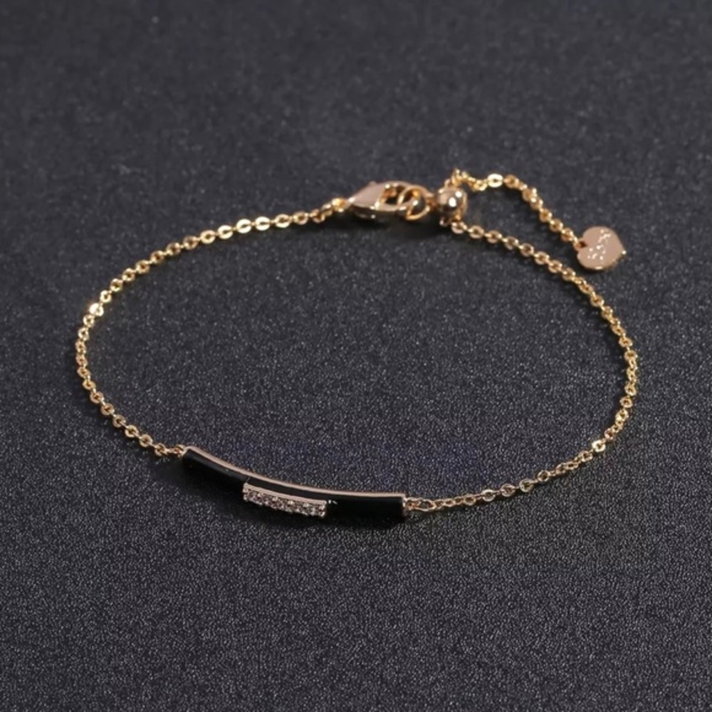 NWT black enamel bar bracelet(s), gold
